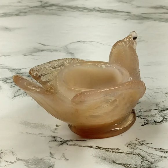 Degenhart Glass Bird & Berry Trinket Paperweight Open Salt Vtg - Picture 6 of 10